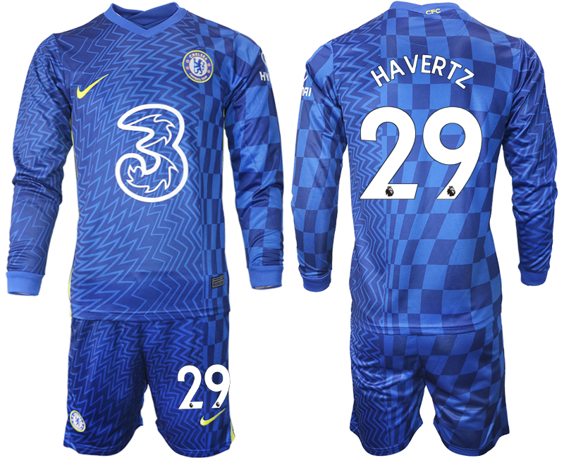 Men 2021-2022 Club Chelsea home blue Long Sleeve #29 Soccer Jersey